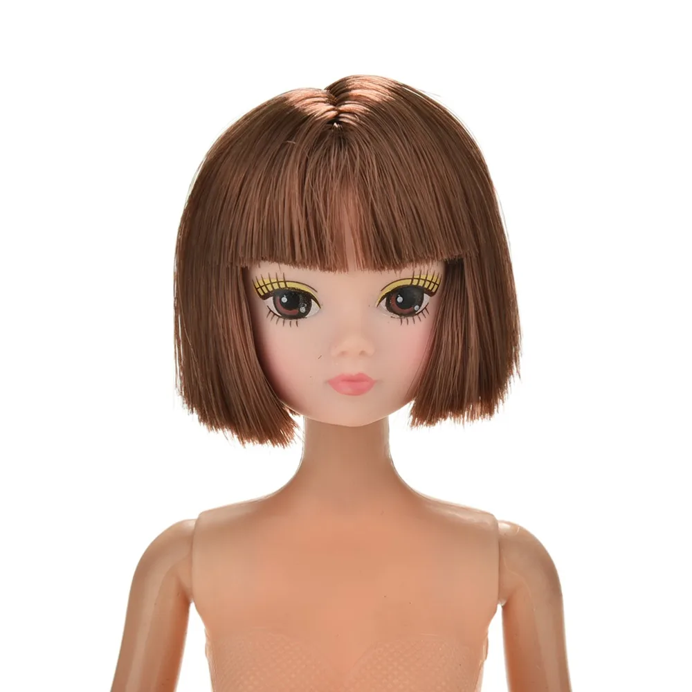

1 Pcs High Quality Rubber Doll Head With Short Brown Hair For Toys Gifts