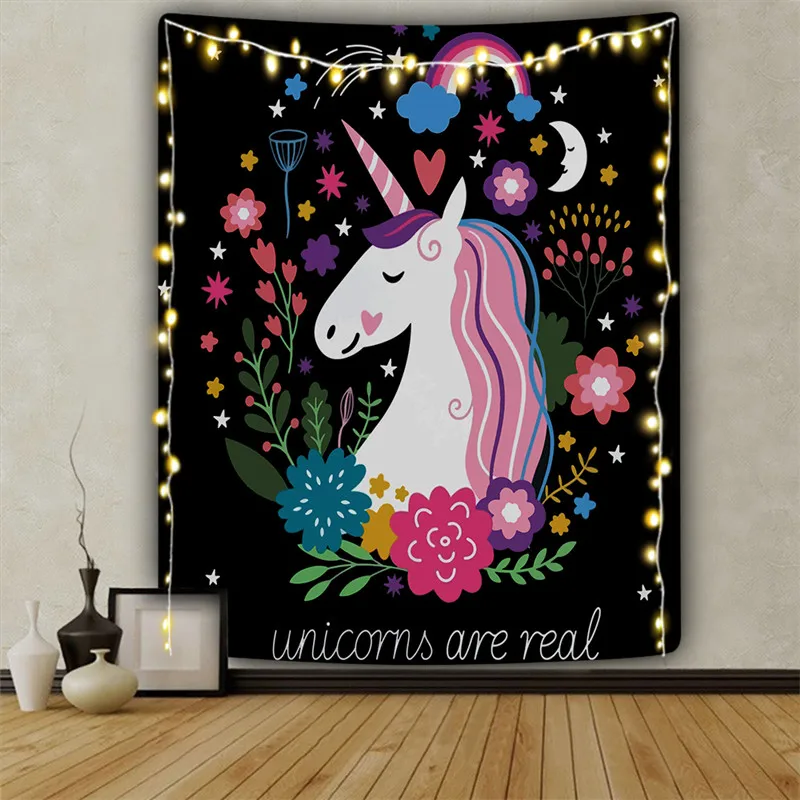 Прямая поставка гобелен с изображением животного единорога настенный хиппи