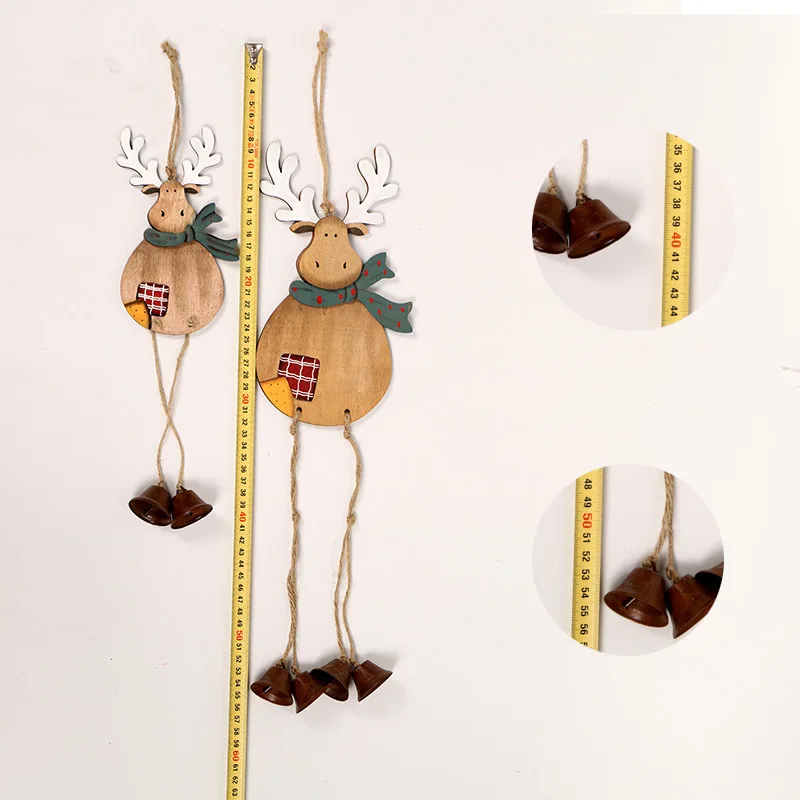 

Wooden Deer With Scarf Bells Ornament Christmas Charms Decorations Pendants for Home B2Cshop