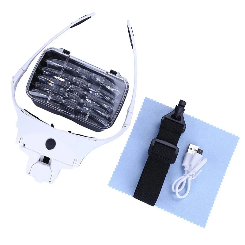 Светодиодный увеличитель для наращивания ресниц с 5 линзами зарядкой от USB