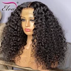 Парики Elva из натуральных волос, бесклеевые передние парики на шнурке для чернокожих женщин, предварительно выщипанные Детские прямые волосы, передний парик