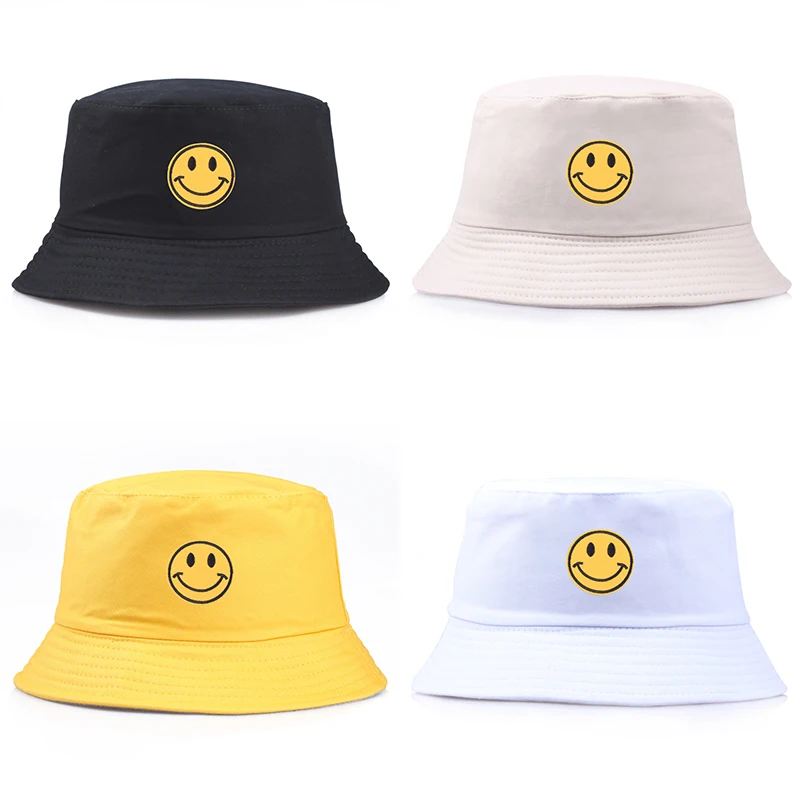 

Women's Hat Smiley Face Bucket Hat Men's Fall Winter Panama Hip Hop Caps Unisex Hats For Women Fisherman Hat Bonnet Bob Man Bone
