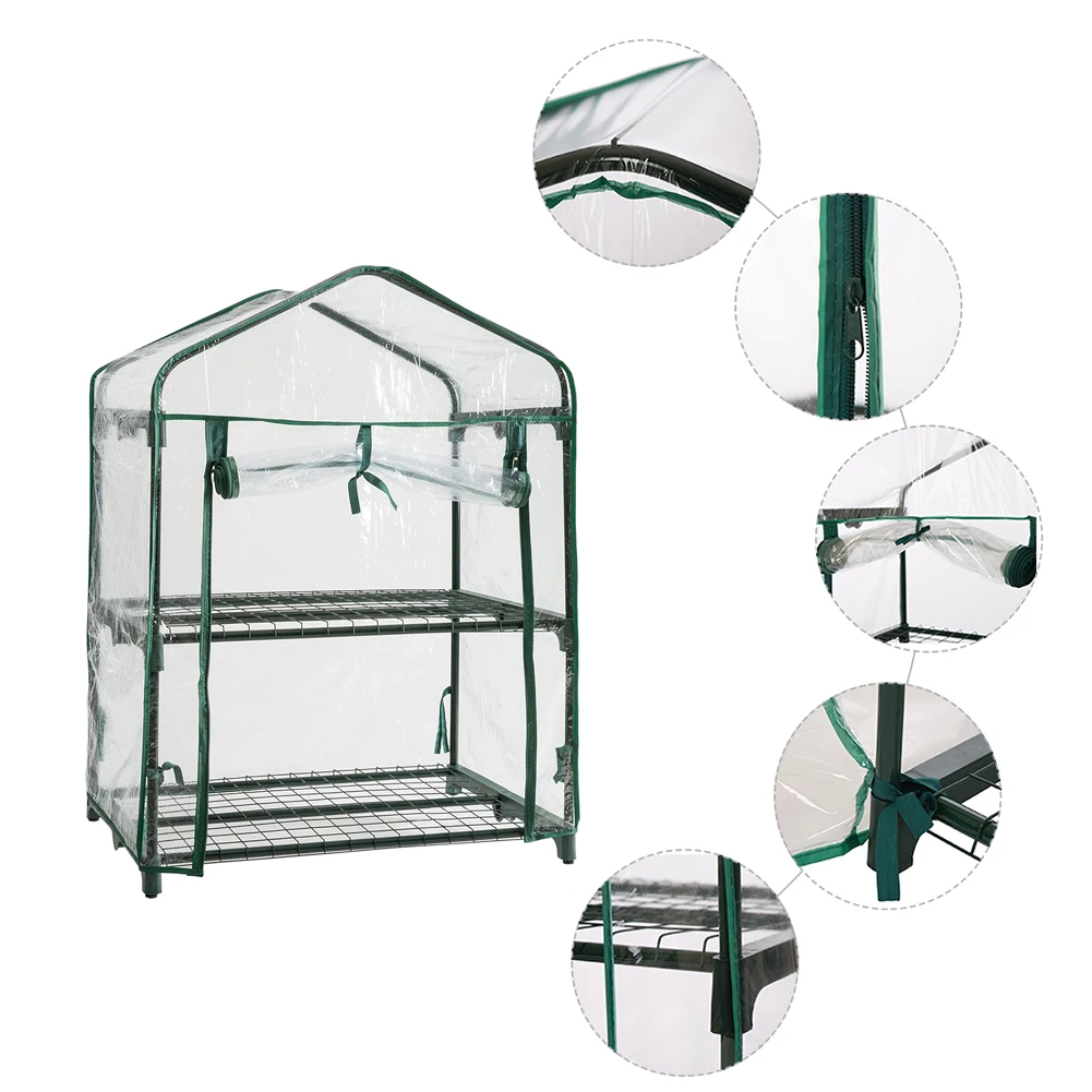 Two Floors Green Household Plant Greenhouse Mini Garden Warm Room PVC 92x69x49CM |