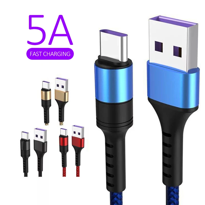 

1M 0.5M USB Type C Cable Fast Charge Wire Type-C Charging Cable Super Data cable Line 5A USB Data Line for Huawei Xiaomi Redmi