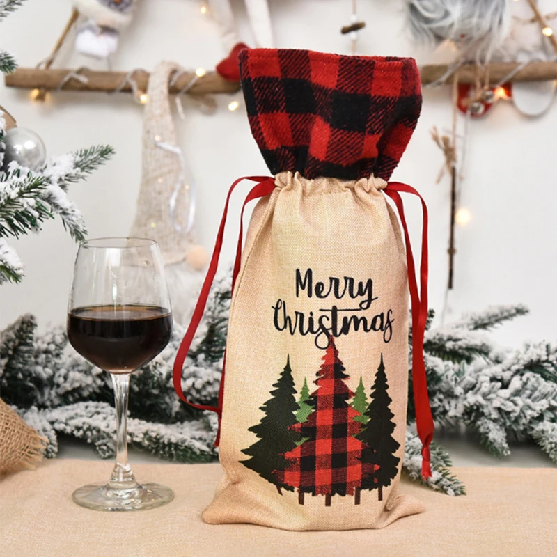 

Christmas Wine Bottle Decor Flower Bottle Cover Clothes for New Year Xmas Party Decoration