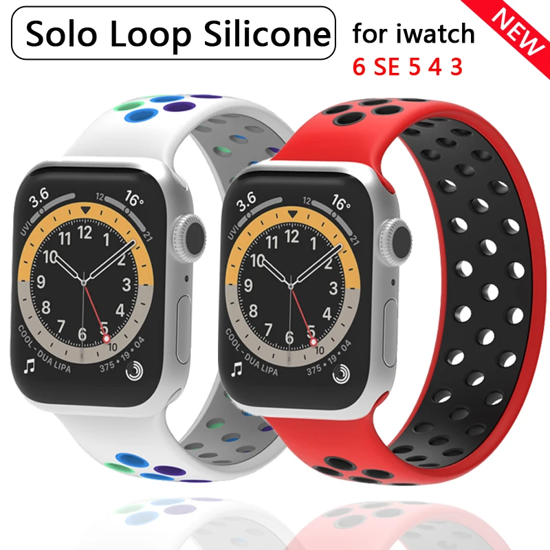

Solo Loop Silicone band for Apple Watch 6 5 SE 44mm 40mm 38mm 42mm Breathable Elastic Belt bracelet strap iWatch Series 4 3