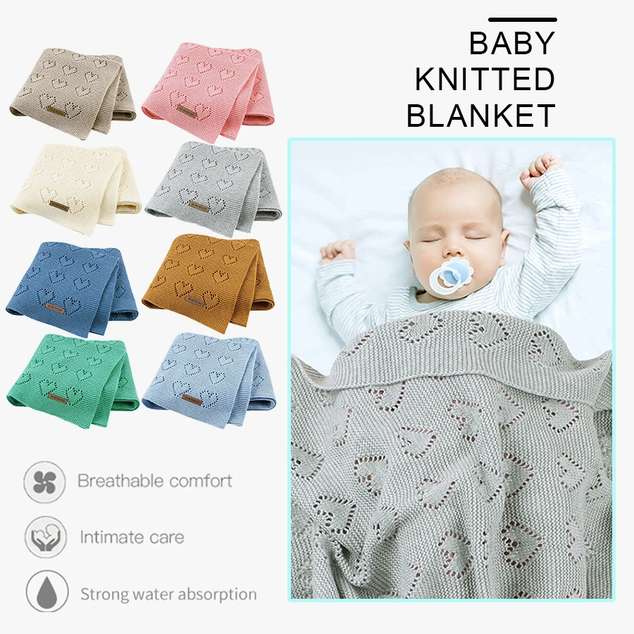 Полотенце для новорожденных вязаное одеяло детское теплое мягкое Пеленальное