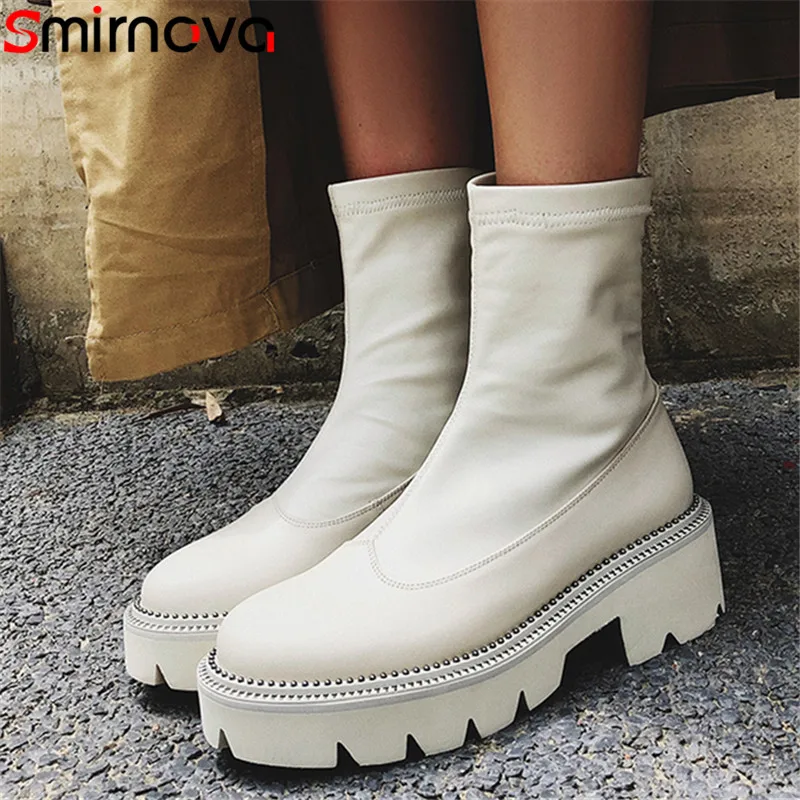 Smirnova 2020 Новое поступление осенние ботильоны женские ботинки из натуральной кожи