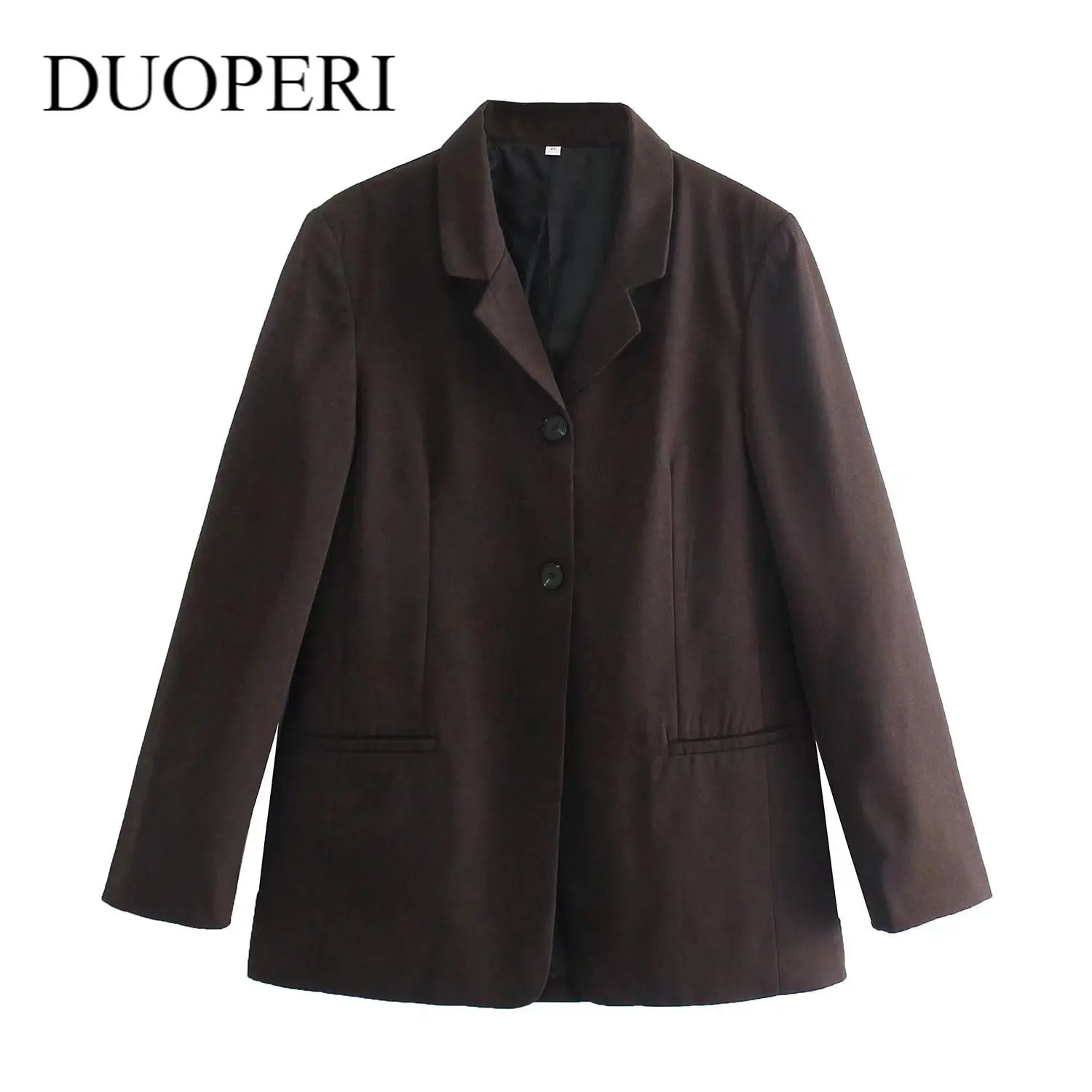 

DUOPERI женский винтажный блейзер с длинным рукавом однобортный элегантный офисный женский костюм Повседневный Женский Блейзер костюм женски...