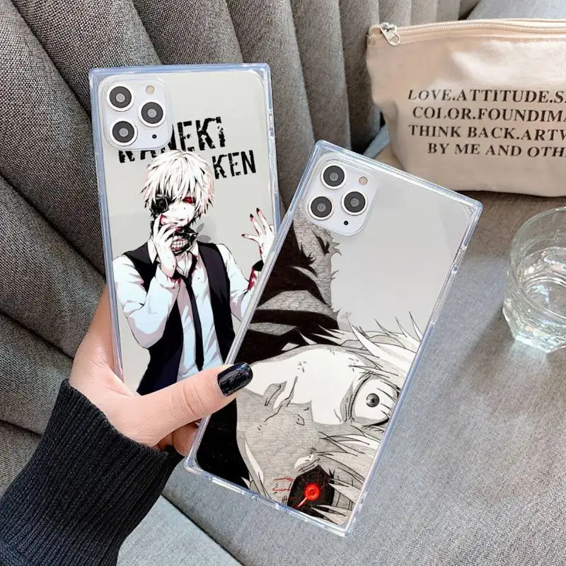 

Japan Anime Tokyo Ghoul Phone Case For iPhone 7 8 11 12 X XS XR MINI Pro Max Plus Clear Square Transparent