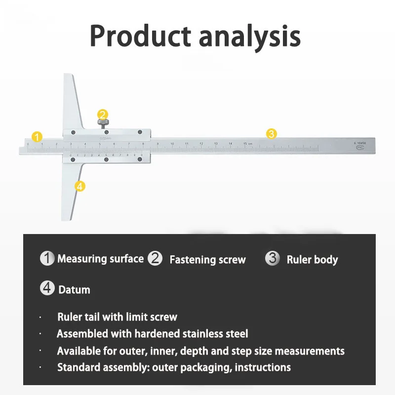Deep vernier caliper 0-200mm high precision 0.02mm Resolution stainless steel depth gauge Measuring tool | Инструменты