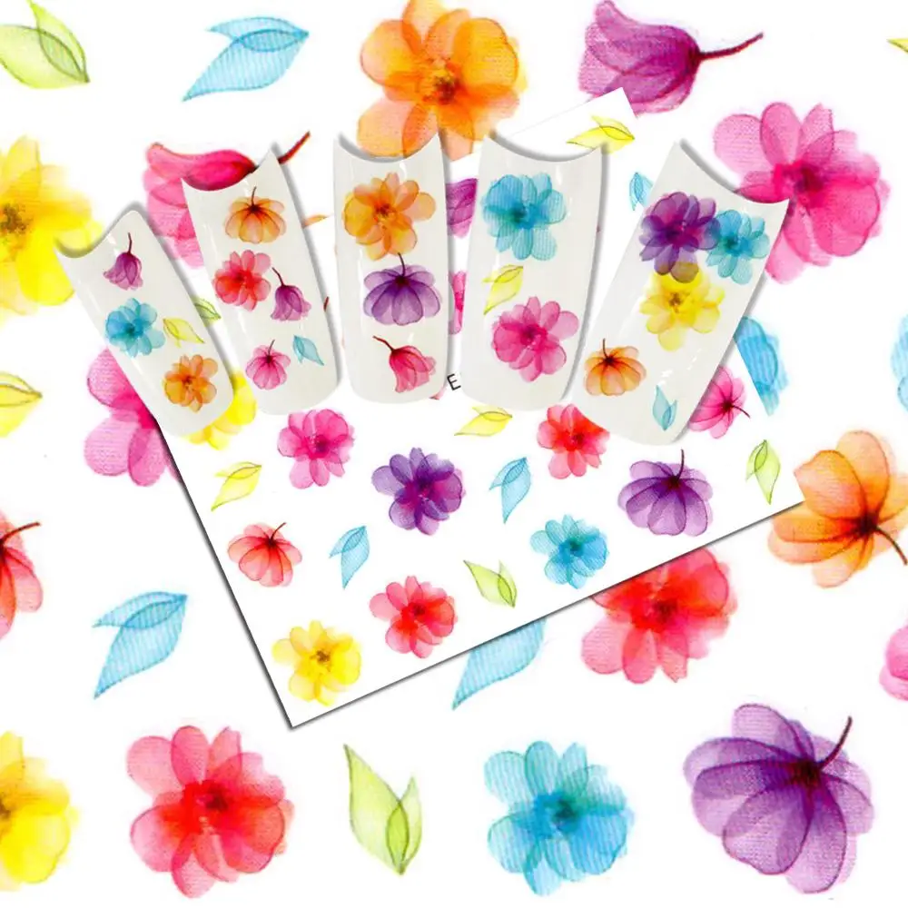 Наклейки для ногтей COSCELIA 1 шт. украшения 3D наклейки в виде цветов переводные с