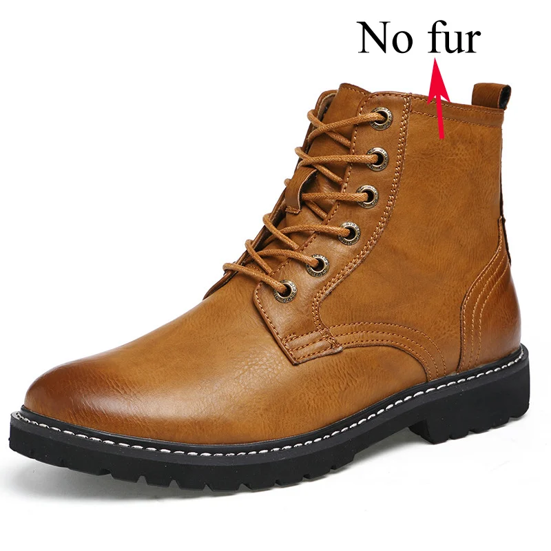 Brown Sanzoog/зимние кожаные ботильоны; мужские ботинки Dr Martins; Botines Hombre Dr. Martens; Erkek Bot Botte Homme; высокие ботинки в британском стиле - Цвет: Brown