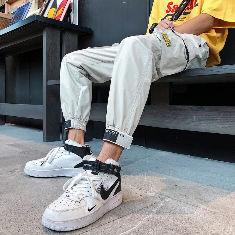 

2019 Men Multi-pocket Elastic Waist Design Harem Pant Street Patchwork Pocket Hip Hop Casual Trousers Joggers Male Army Pants