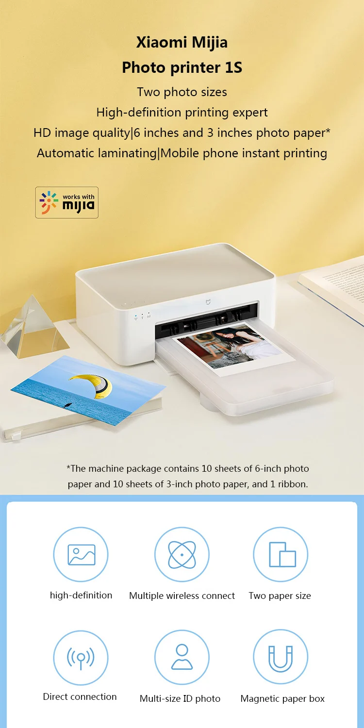

XIAOMI Adhesive Photo Paper Printer 1S Automatic Laminating Portable Smart APP Remote Photo Paper 3-inch Adhesive Photo Paper