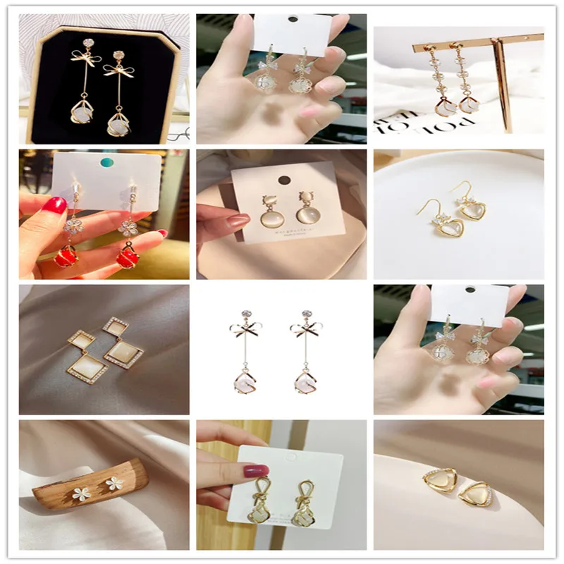 

earrings 2021 trends temperament wild 925 silver needle ladies earrings long bow cat eye earrings personalized earrings