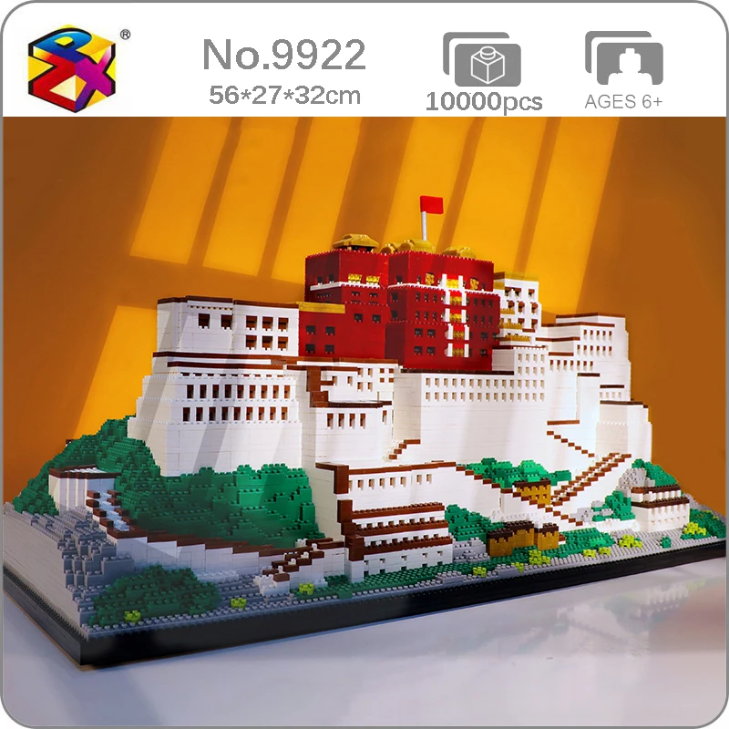 

PZX 9922 World Architecture Tibet Lhasa Potala Palace 3D Model DIY Mini Diamond Building Blocks Bricks Toy for Children Kid Gift