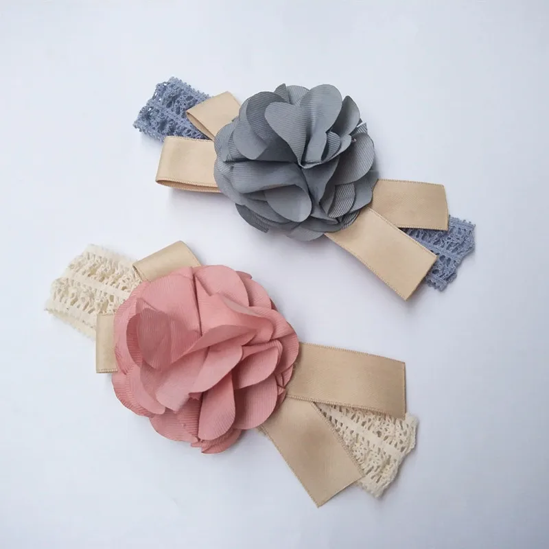 Детский ободок с большим цветком Для Девочек Шифоновые повязки Детские брюки