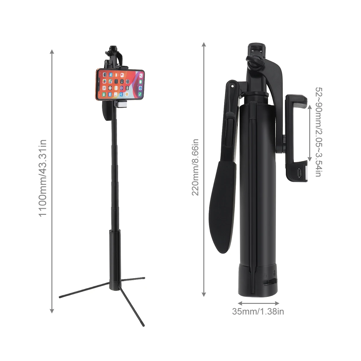 Portable Integrated Selfie Stick Tripod Live Stabilizer with Adjustable Fill Light Mobile Phone Bracket  for Live/Video/Photo