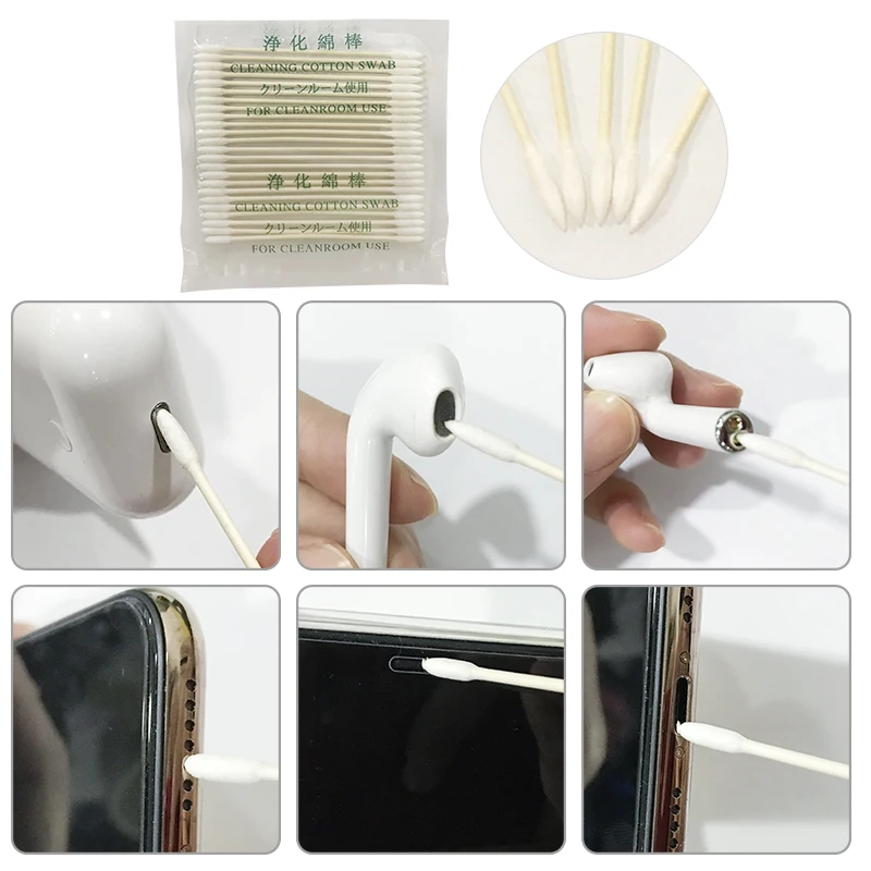 

50PCS Swab For Apple Airpods Case For AirPods Earphone Phone Charge Port Apple Airpods Cotton Disposable Stick Cleaning Tool