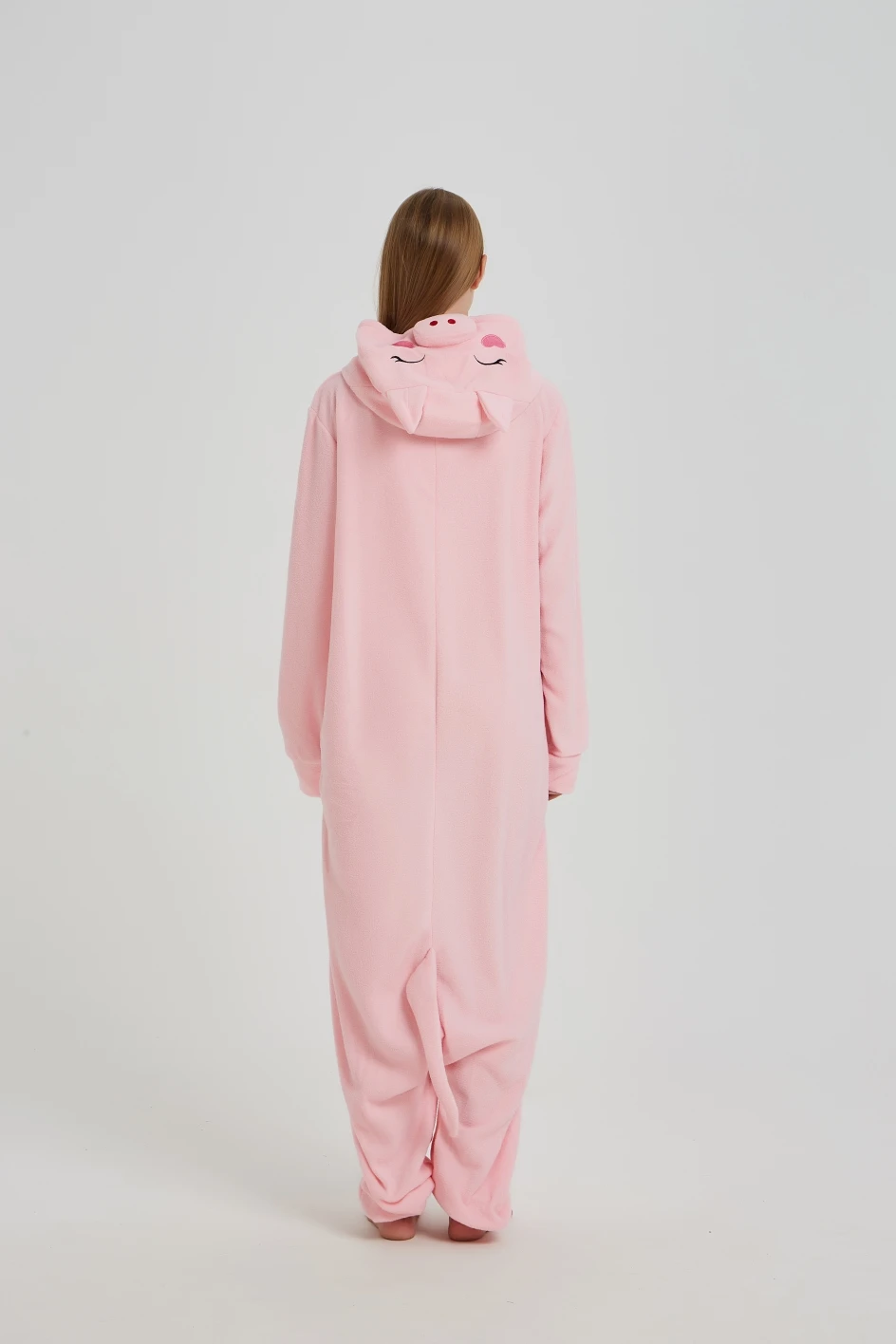 Комбинезон флисовый унисекс пижама в виде свиньи для взрослых зимний пижамный