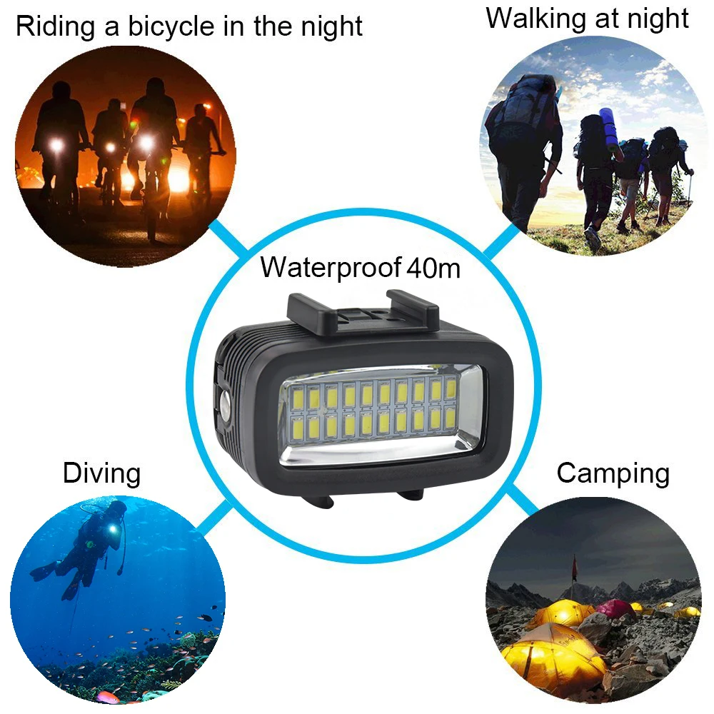 Водонепроницаемая светодиодная лампа для подводной съемки Venidice 40 м DV камеры Gopro