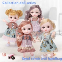 112 16cm 13 moveable joints bjd do diy girls dress up 3d eyes with clothes shoes mini fashion princess doll toys girls gift