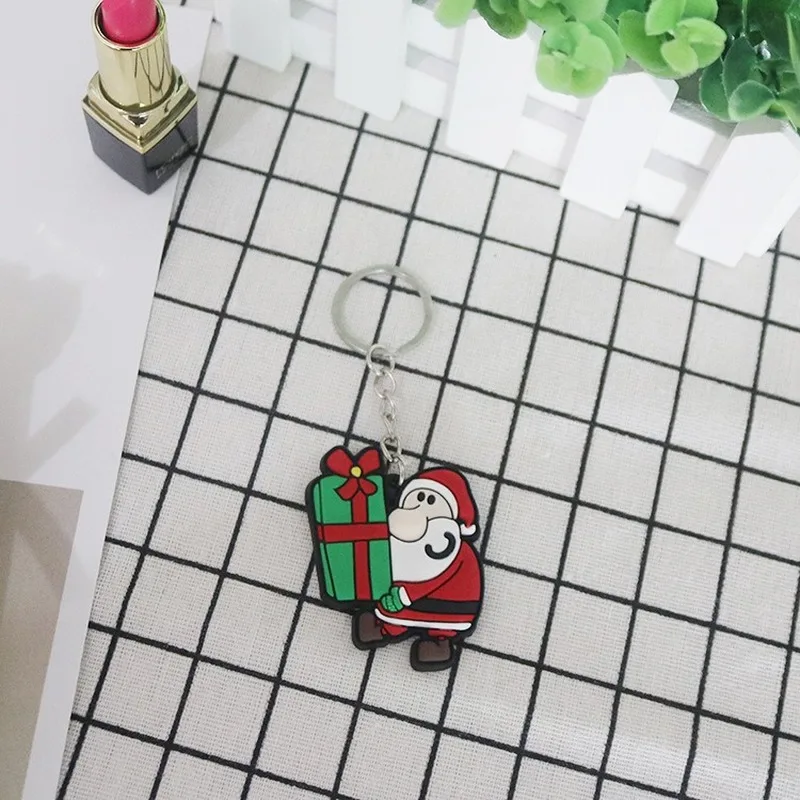 

Pvc keychain Christmas soft 3D key chain pendant Car keychain Ladies bag double-sided cartoon creative pendant