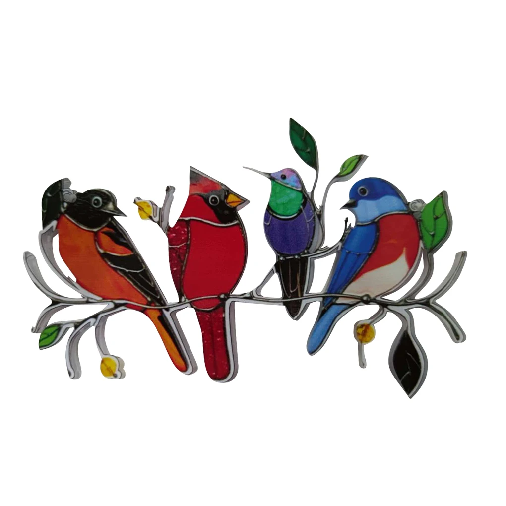 

Stained Bird Window Hangings Acrylic Wall Hanging Birds Decor Room Accessories Scandinavian Decor Fairy Garden Ornament 4/7pcs
