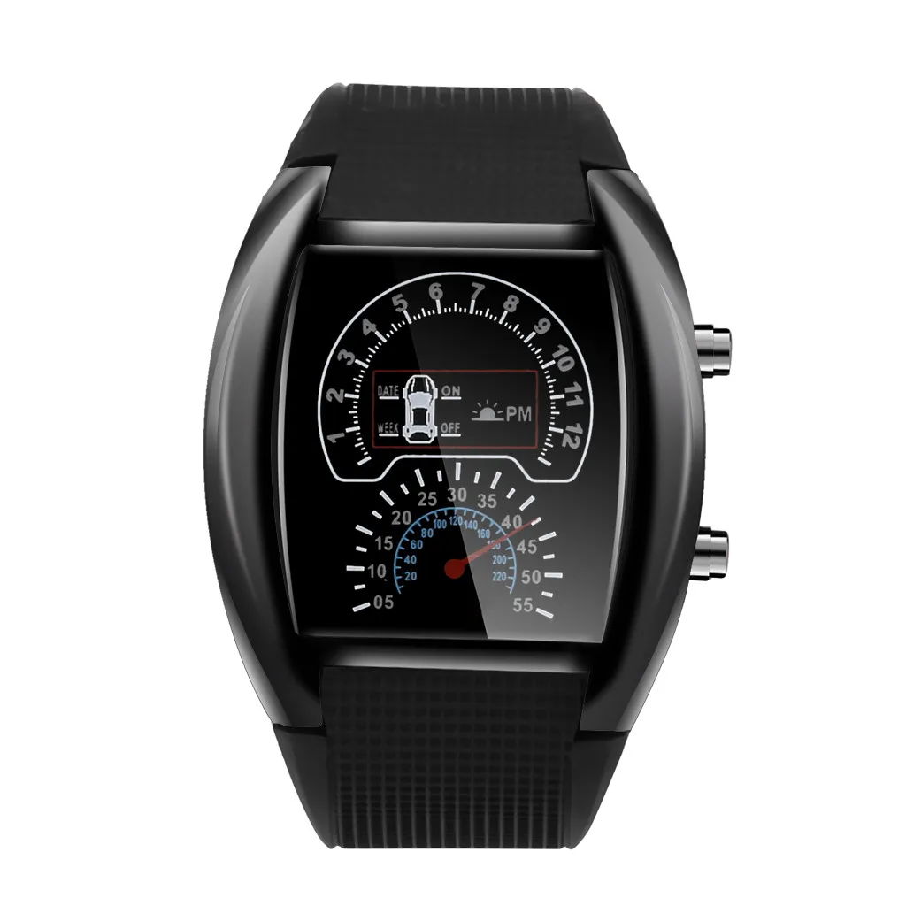 

2021 Men's Fashion LED Light Flash Speedometer Sports Car Meter Watch New luxury Men's Watch Daily Casual Watch reloj hombre