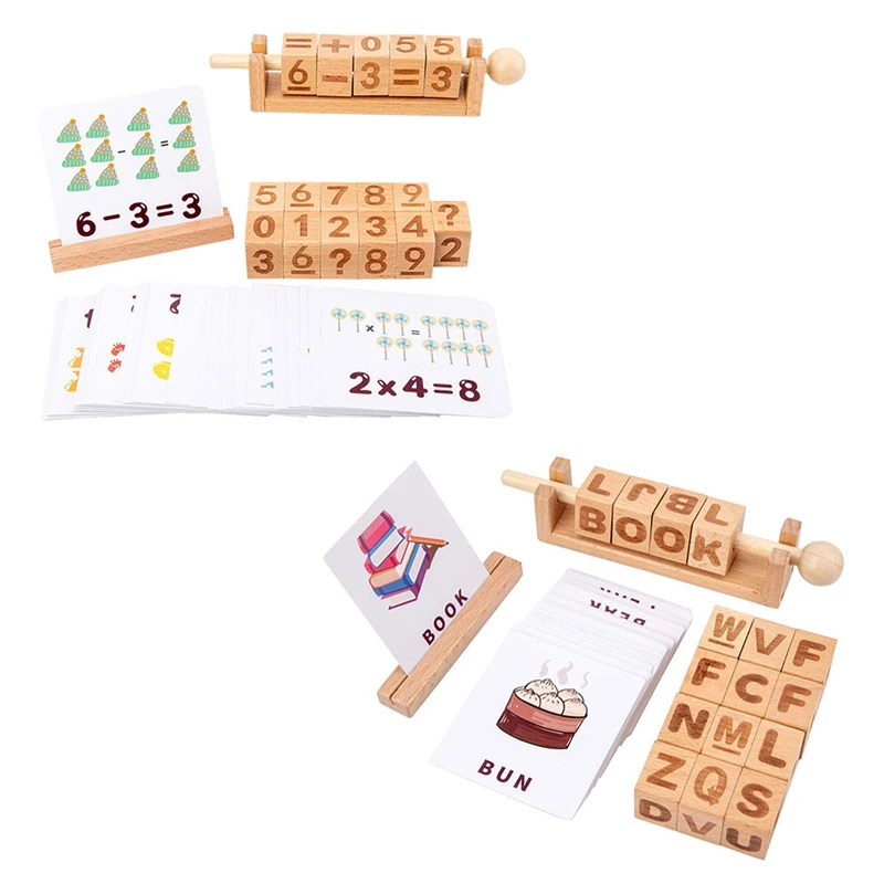

3D Wooden Blocks Spell Learning Game Pairing Cognitive Cards Toys Educational Toy