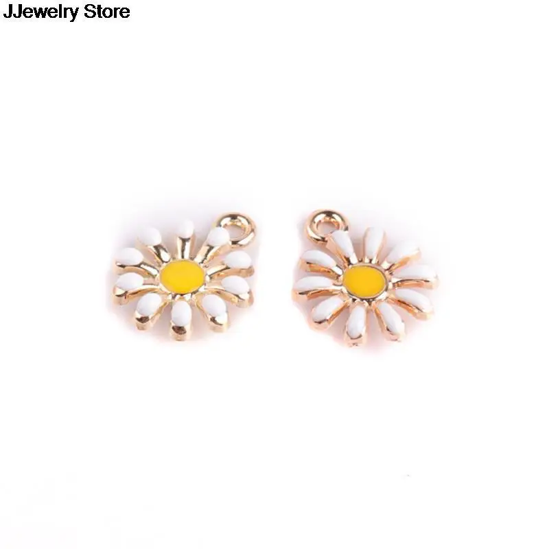 10 шт. эмаль Подсолнух форма маргаритки сплав золотой тон очаровательные серьги