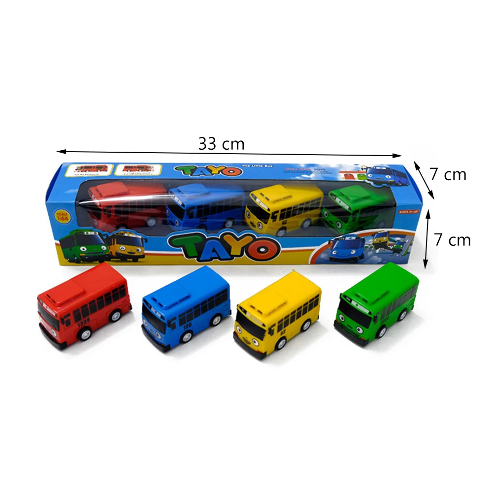 

4pcs Mini Bus Toys Baby Cartoon Car Model Pull-Back Vehicles Kids Early Educational Toys for Children Gift