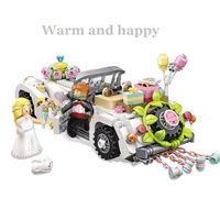 loz 1119 love luxury wedding car vehicle flower balloon 3d model diy mini blocks bricks building toy for children gift no box