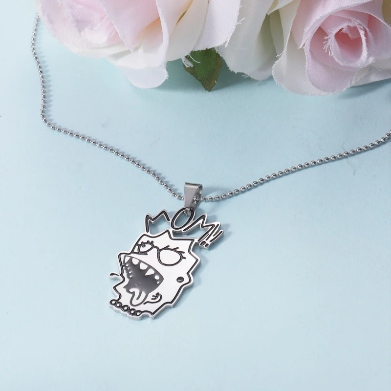 

Fnixtar 10Pcs Creative Roar Mom Pendant Necklace Mirror Polish Stainless Steel Chain Necklace For Women's Mother's Day Gifts