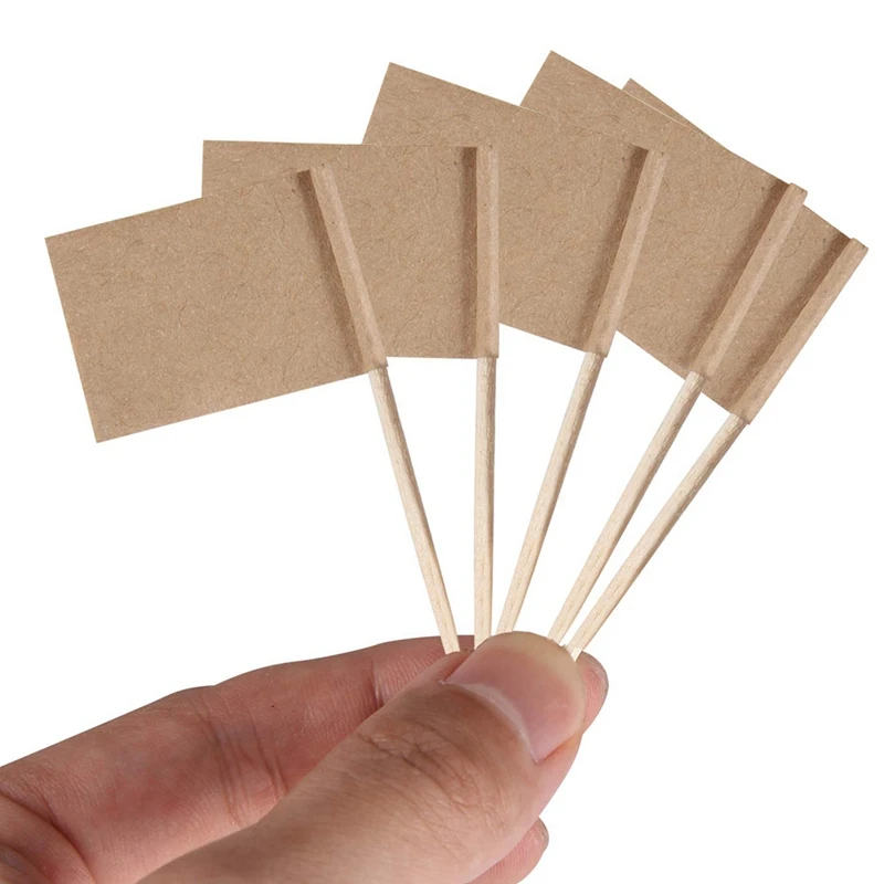 200 Pack Blank Toothpick Flags Kraft Paper Flag Picks Cheese Markers for Cupcake Food Fruit Party Decorations | Дом и сад