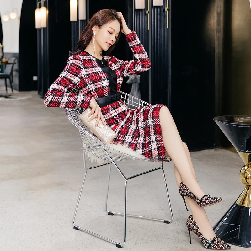Simplee клетчатое 2019 осеннее Новое Сексуальное Женское высококачественное модное
