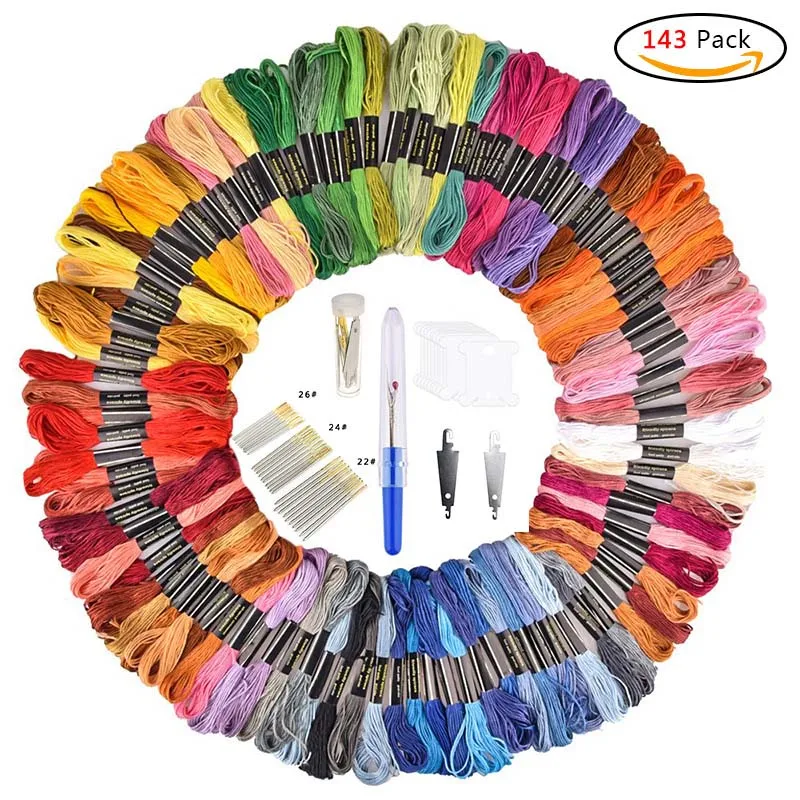 143 Pcs-1 136 шт./компл. Волшебные узоры перфорирующая игла комплект ремесленных инструментов ручка для вышивки комплект, нитки для шитья Вязание DIY шланговые - Цвет: 143 Pcs-1