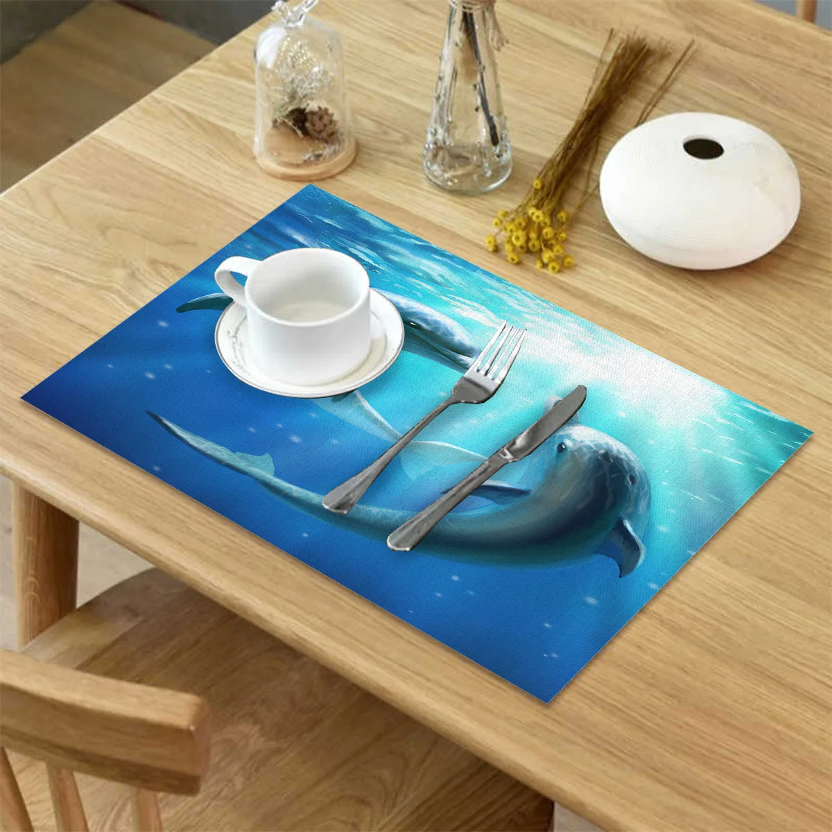 4 6 штук в партии комплект Коврики на стол для влюбленных Дельфин подводный мир с