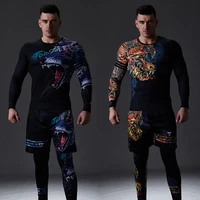 zrce chinese style mens tracksuit gym fitness compression sports suit clothes running jogging sport wear exercise workout set