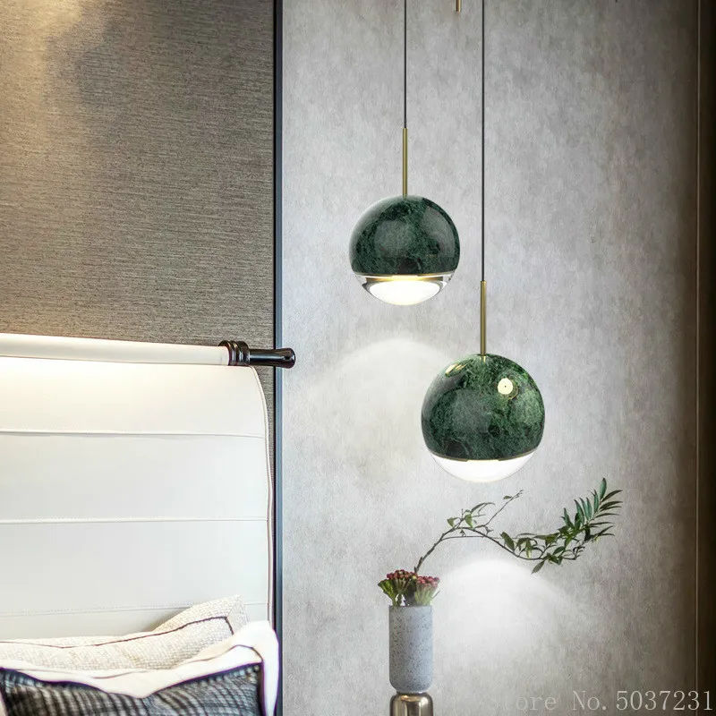 Подвесные светильники в скандинавском стиле с мраморным шариком простой