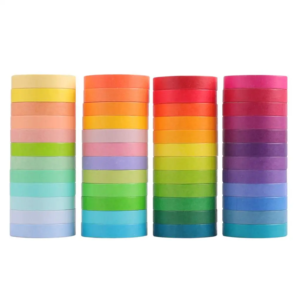 

48pcs Rainbow Washi Tape Set 7.5mm Lace Pure Color Adhesive Masking Tapes Stickers Decoration for Diary Album DIY Gift F718