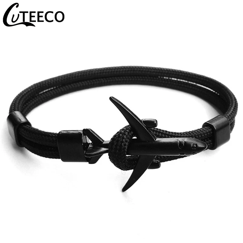 AJ3136-5 CUTEECO, высокое качество, браслеты для мужчин, Паракорд, якорь, браслеты из нержавеющей стали, Pulseira Masculina Feminina, ювелирные изделия для мужчин, обёрточная бумага - Окраска металла: AJ3136-5