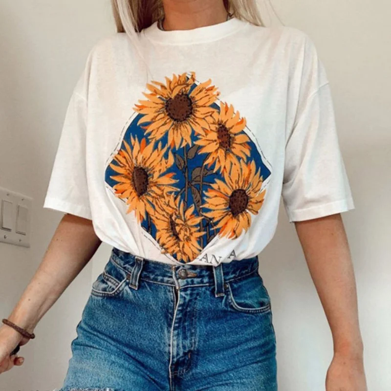 

2020 Summer Beer Print T-Shirt Women Fashion Casual Short Sleeve Loose O-Neck Harajuku Streetwear Korean Pullover Female Tops