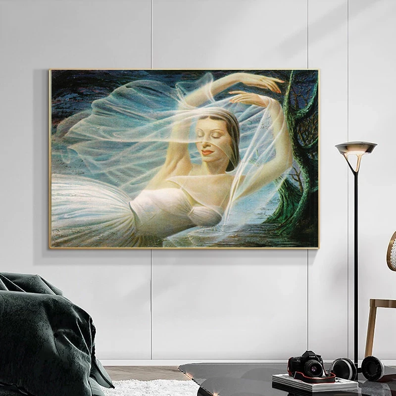 

Retro Canvas Painting Giselle Tretchikoff Oil Painting Classic Art Poster Living Room Room Wall Decoration Vintage Room Decor
