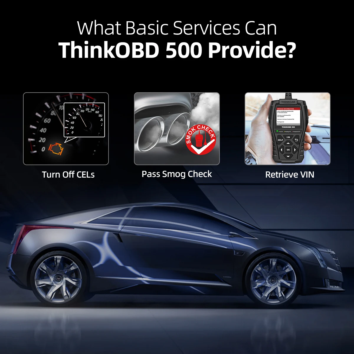 THINKCAR ThinkOBD500 OBD2 сканер Профессиональный Obd 2 считыватель кодов DTC поиск I/M подключи