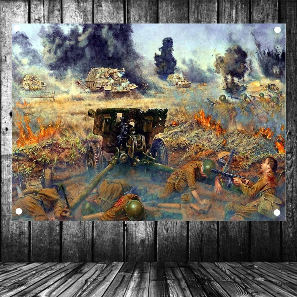 

WW2 GER Wehrmacht Panzer T-VI Tiger Tank Combat Scene Military Posters Wall Art Home Decoration Flags & Banners Canvas Painting