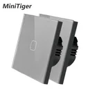 Сенсорный выключатель Minitiger EU 12 Gang 1 Way, настенный светильник, сенсорный экран, серая панель переключателя из хрустального стекла, 2 шт.упак.