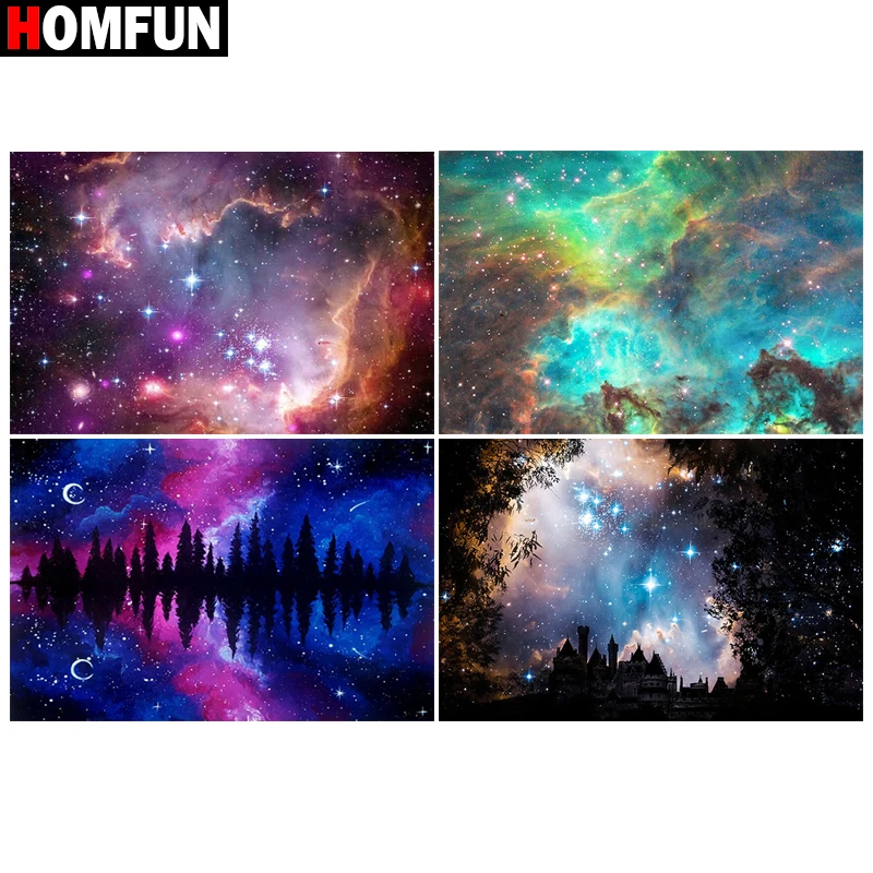 

Алмазная живопись HOMFUN, картина «Звездная Вселенная Туманность», вышивка крестиком, 5D Стразы