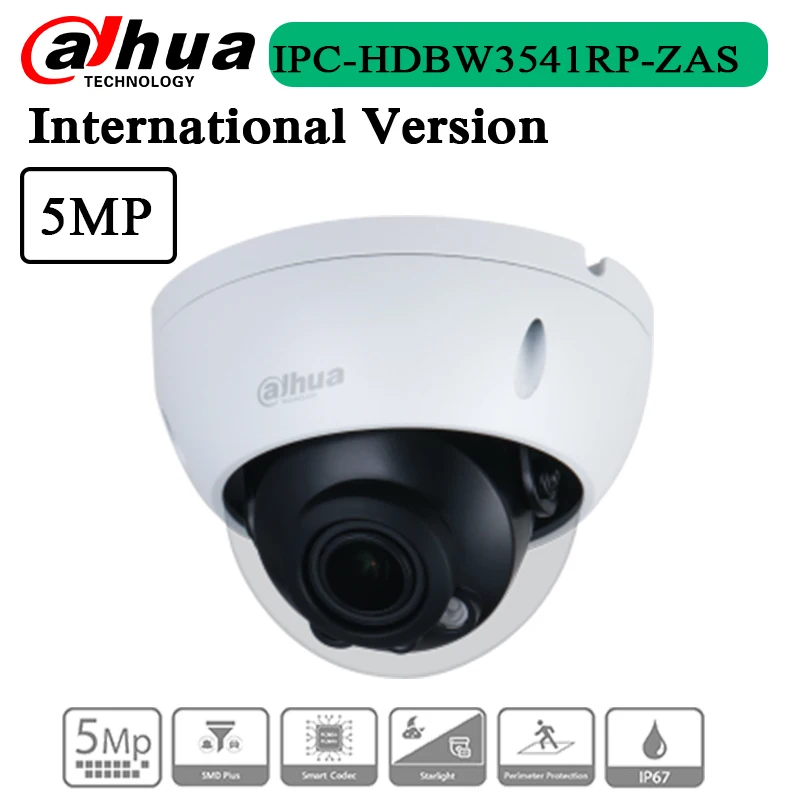 

Бесплатная доставка, 5-мегапиксельная ИК-вариофокальная купольная сетевая камера WizSense IPC-HDBW3541R-ZAS